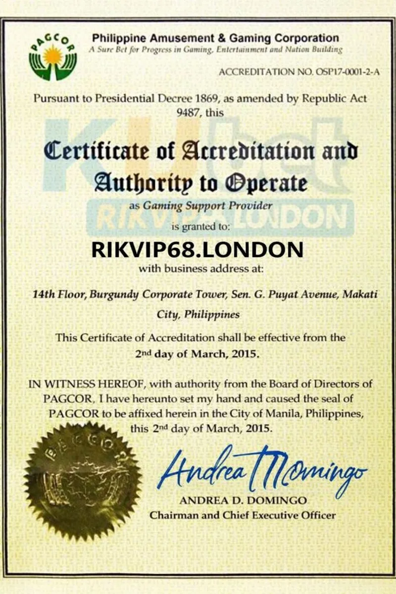 Rikvip - Link Tải RikVip Phiên Bản Mobile Chính Thức【2026】 8 Giấy phép hoạt động của rikvip được PAGCOR cấp vào năm 2015